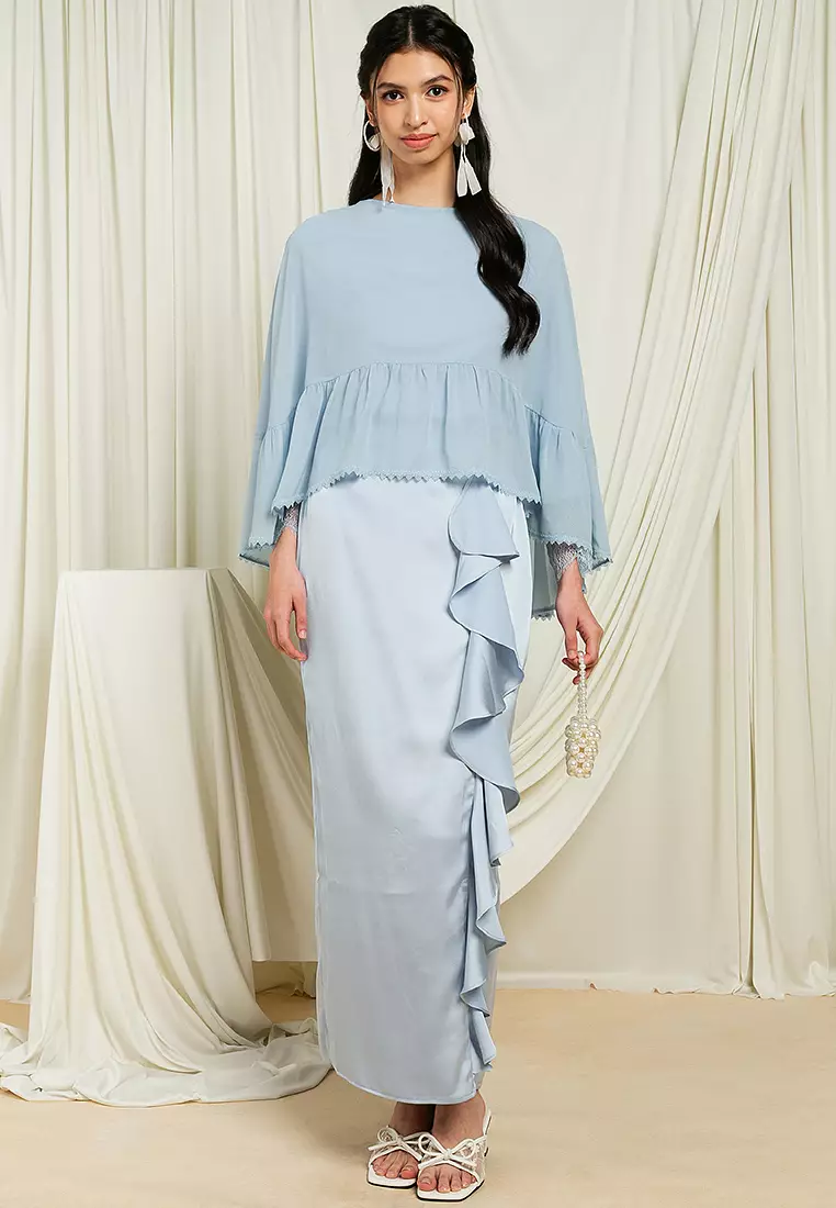 Buy Lubna Zarina Ruffles Kurung Set Online | ZALORA Malaysia