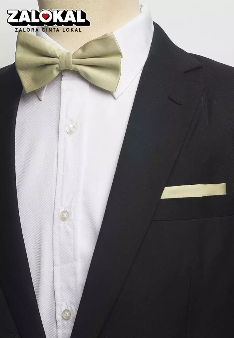 Houseofcuff Dasi Kupu Bowtie Pocket Square Saputangan Krem A10