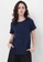NE Double S blue NE Double S Round Neckline Front with Pocket @ Sleeve Opening Trim with lace Detail Tee FE9E2AA8C755B6GS_1