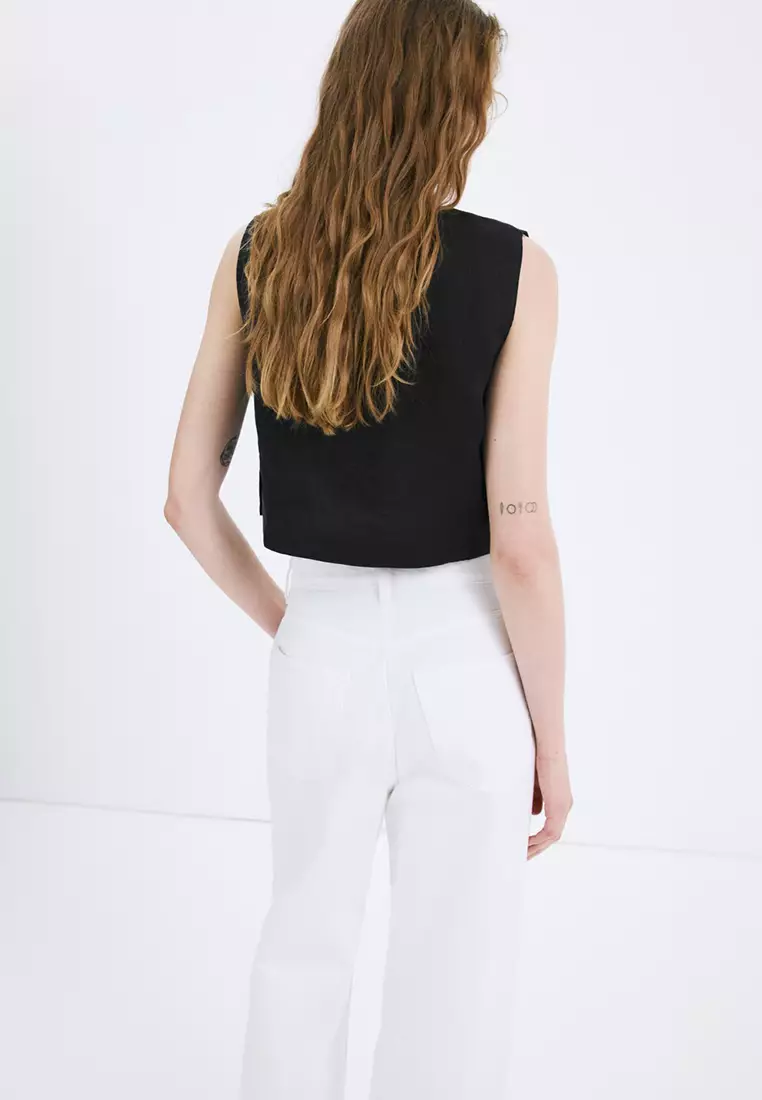 100% Linen Crop Top