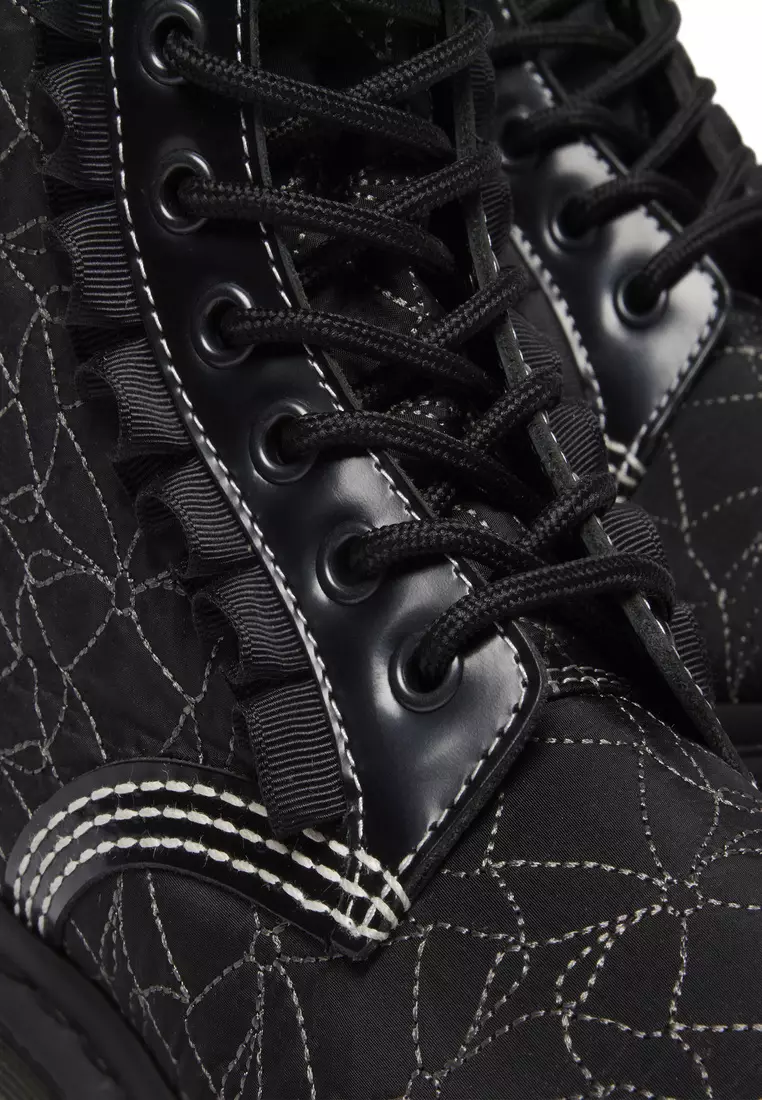 1460 FRILL Leather Lace Up Black Boots - Women