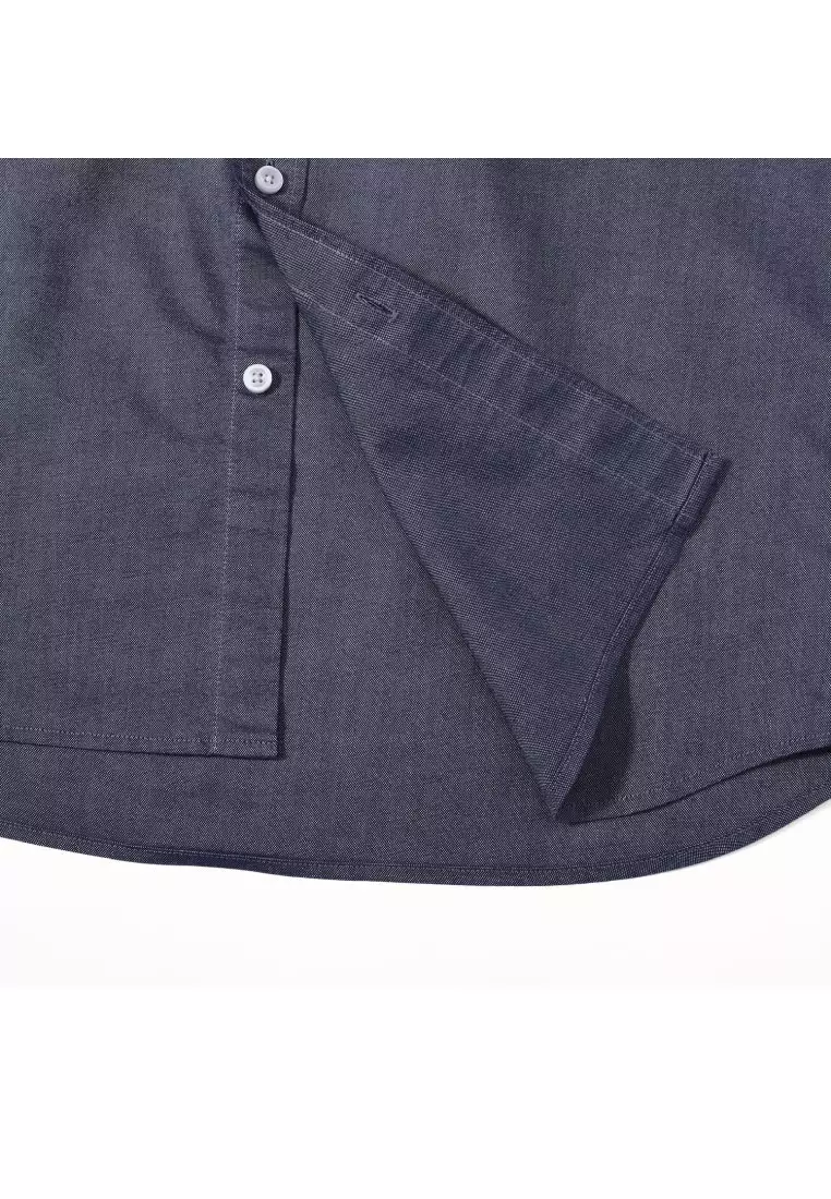 Men's Oxford Long Sleeve Slim Embroidery Shirt 01045083