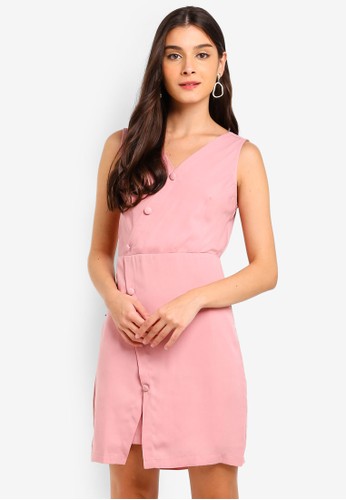 Jual ZALORA  Button Detail Overlap Dress  Original ZALORA  