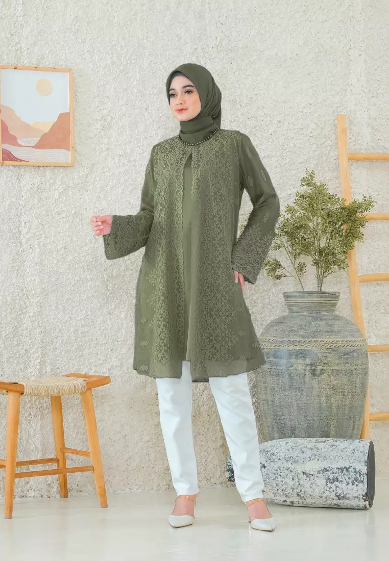 Tunic Army Brukat Elegan Look By Brilliant Girl