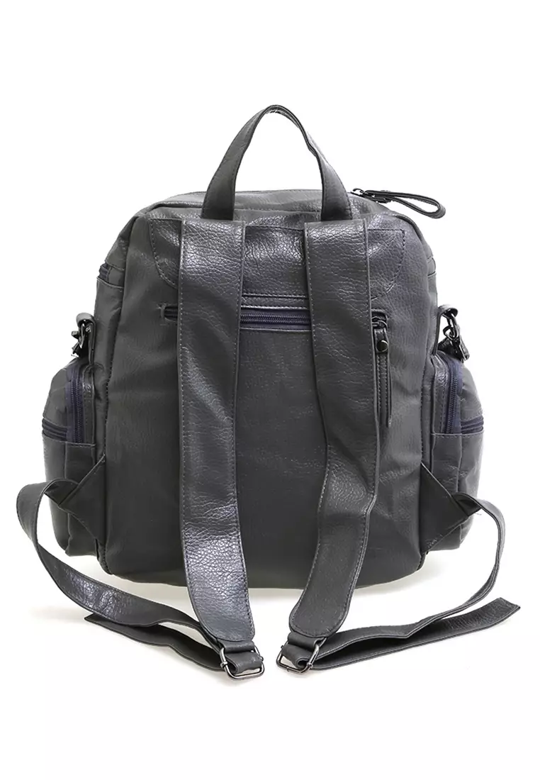 Afra Tas Ransel Wanita Large Compartment Backpack Uniqe Design Material Leather ORIGINAL - Gray