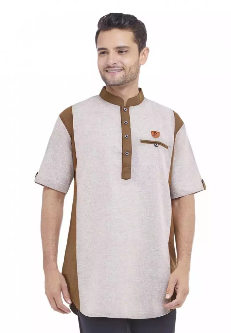 Zayidan Baju Koko Gamis Muslim Pria Raheel - Cream