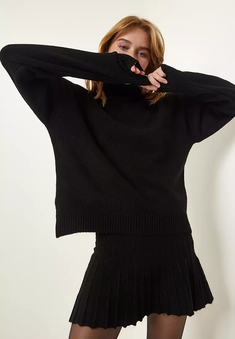 Turtleneck Sweater and Skirt Set