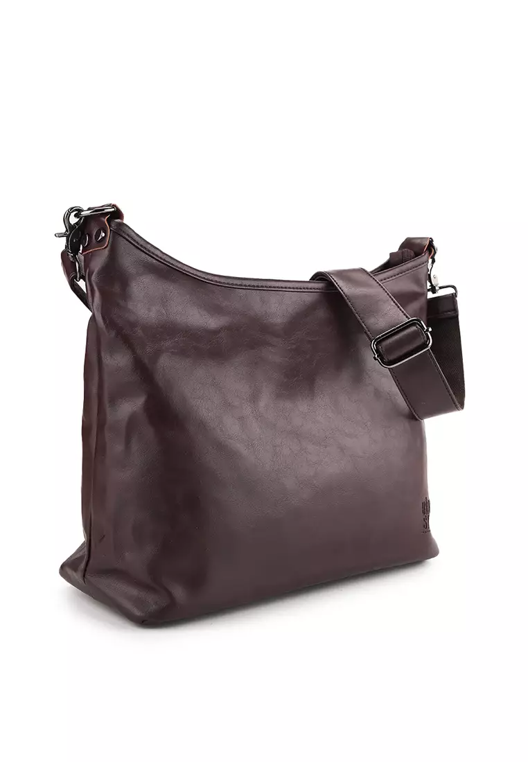 Distressed Leather Hobo Small Crossbody Bag