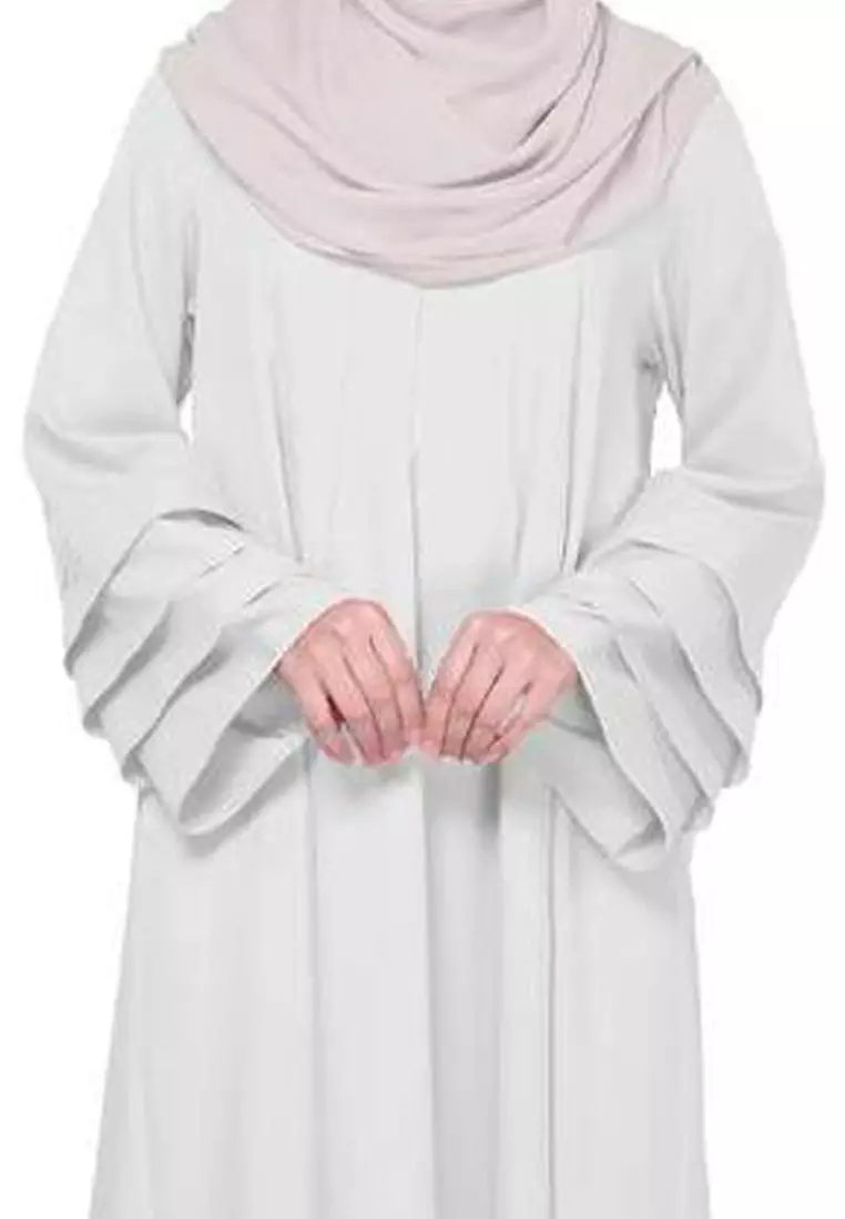 Laura Abaya Modern Layer Sleeves Loose Style in White