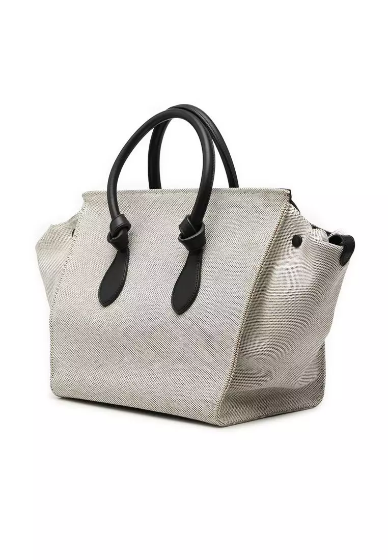 Pre-Loved Celine Small Bicolor Canvas And Calfskin Tie Knot Handbag