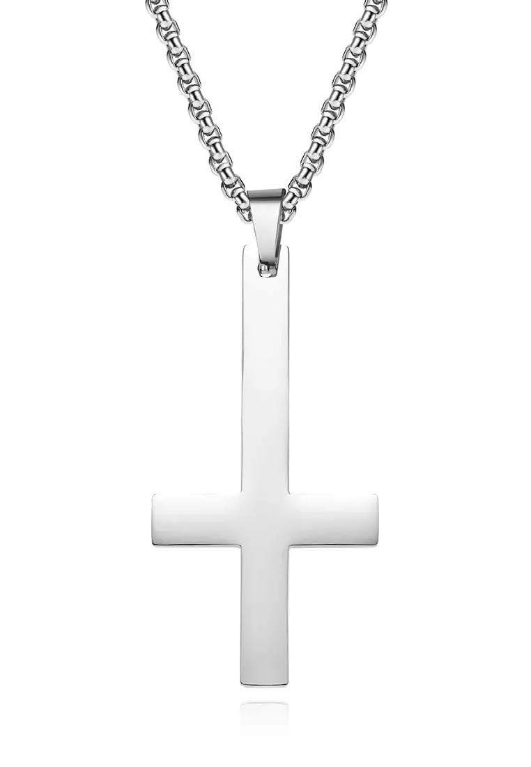 Mens cross sale necklace stainless steel