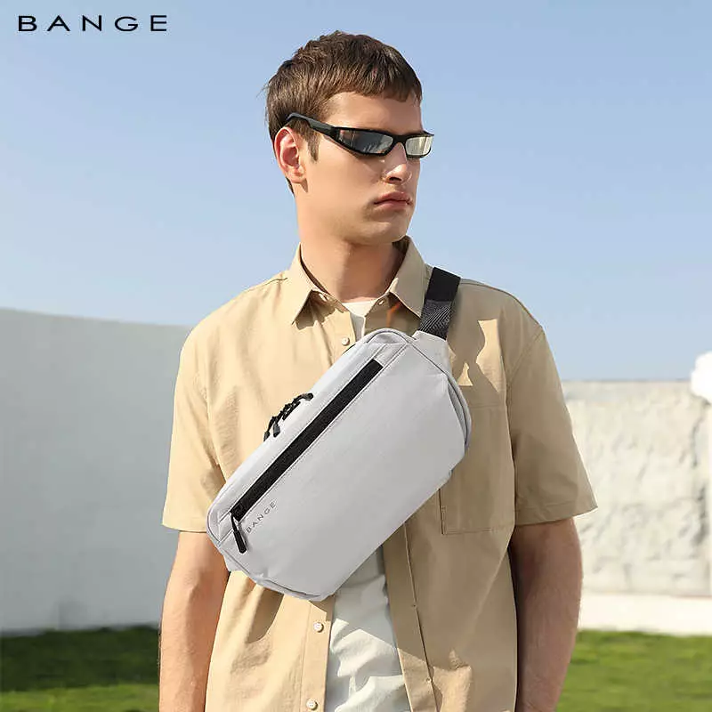 BANGE BG7851 Tas Selempang Pria Crossbody Sling Chest Waist Bag Ringan Cowok - GREY