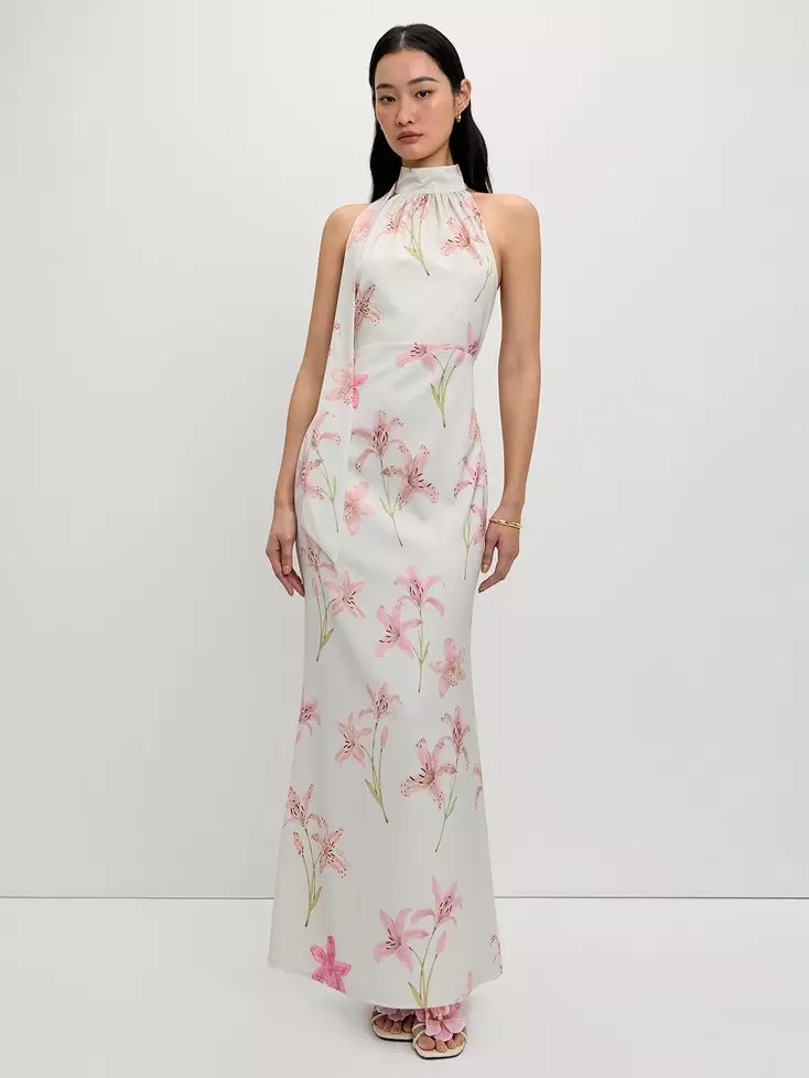 Pomelo - Maxi Dress Wanita - Floral Halter Tie Dress - Print