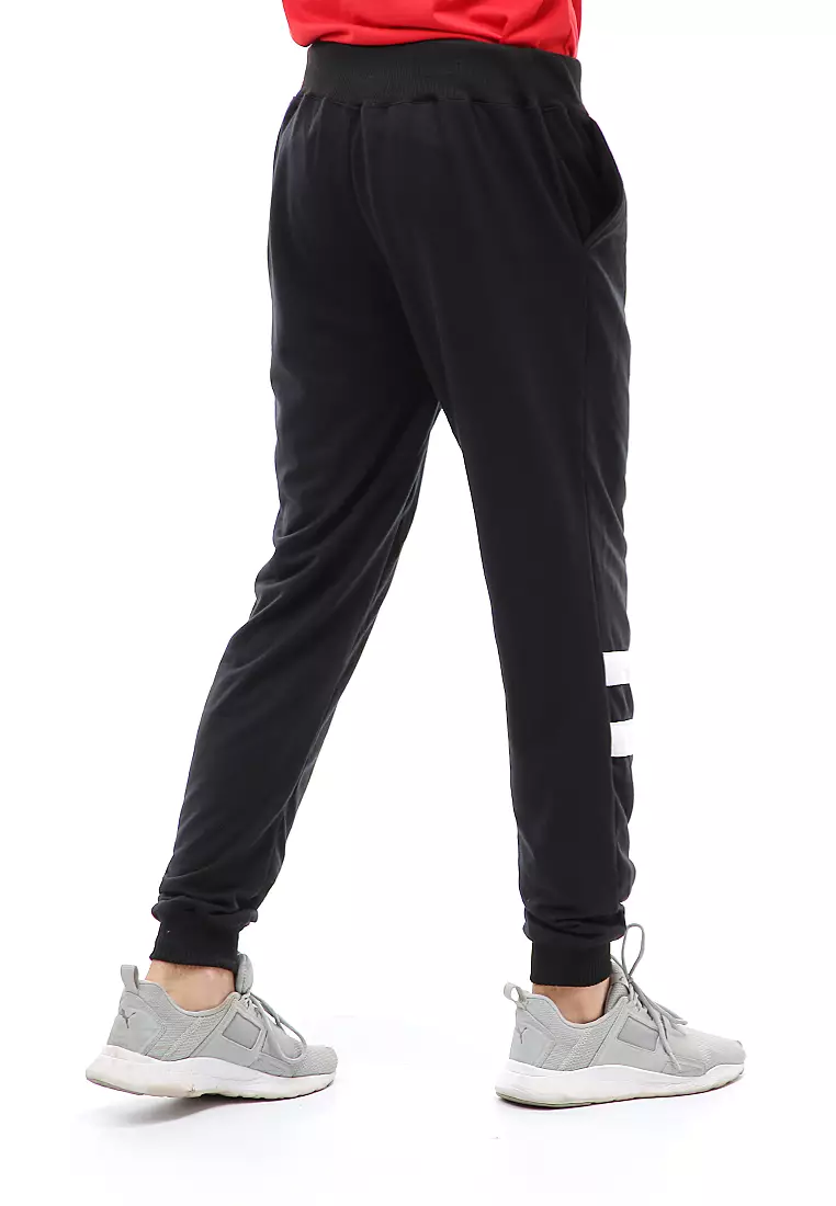 Locko Long Pants Celana Jogger Sport Pria List Double Stripe Material Baby Terry ORIGINAL - Black