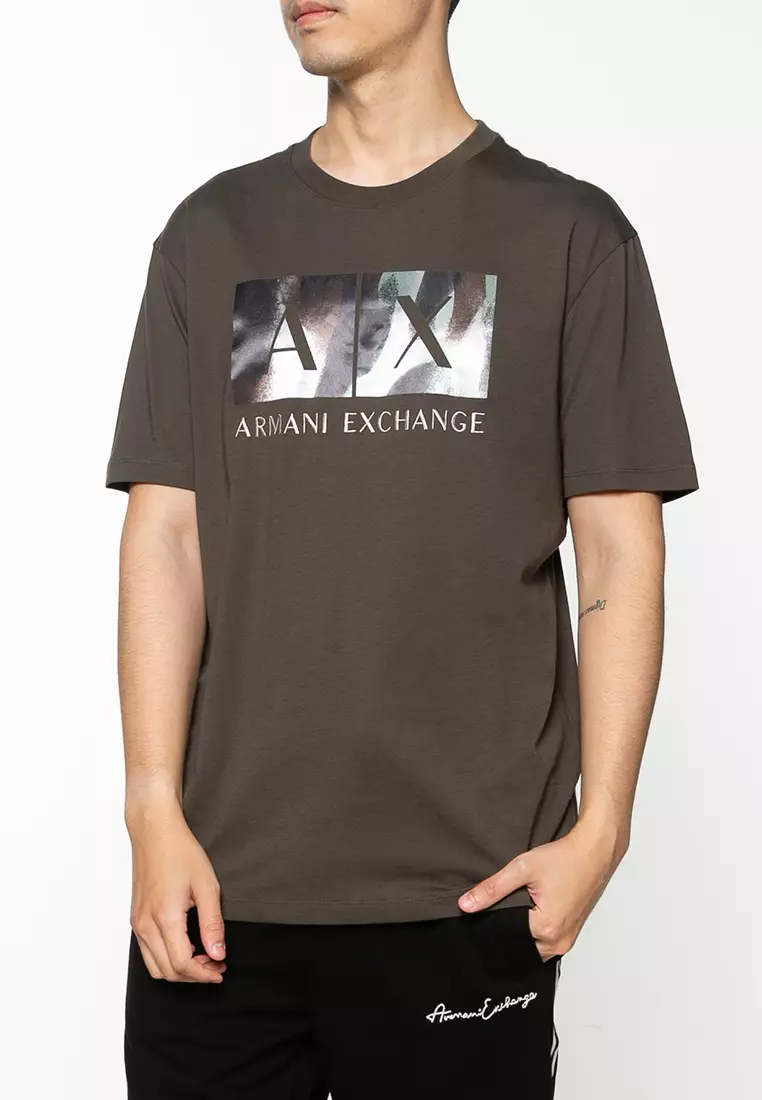★AEAE★ WEB LOGO TSHIRTS PIGMENT BLACK AE44SUTS016PGB Armani Exchange Abstract Logo T-Shirt 2025 | Buy Armani