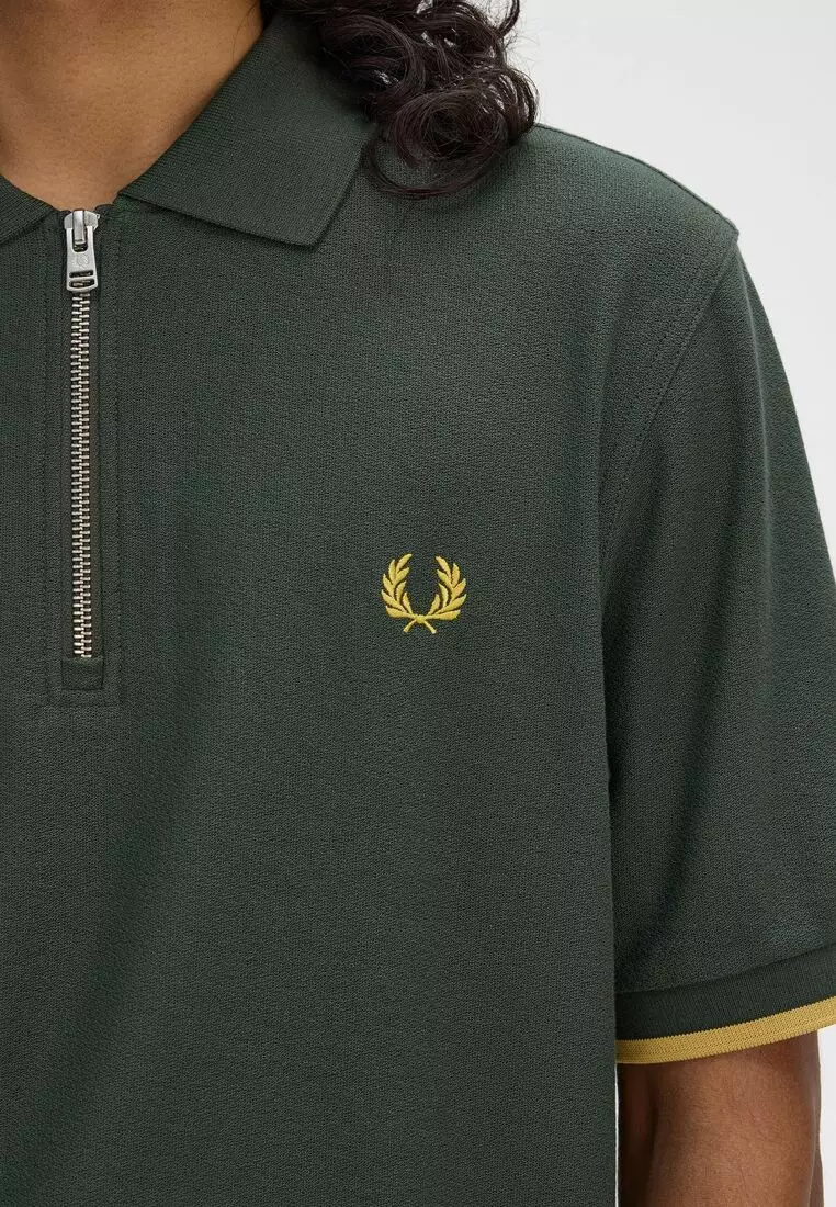 Buy Fred Perry Fred Perry M9886 CREPE PIQUE ZIP NECK POLO