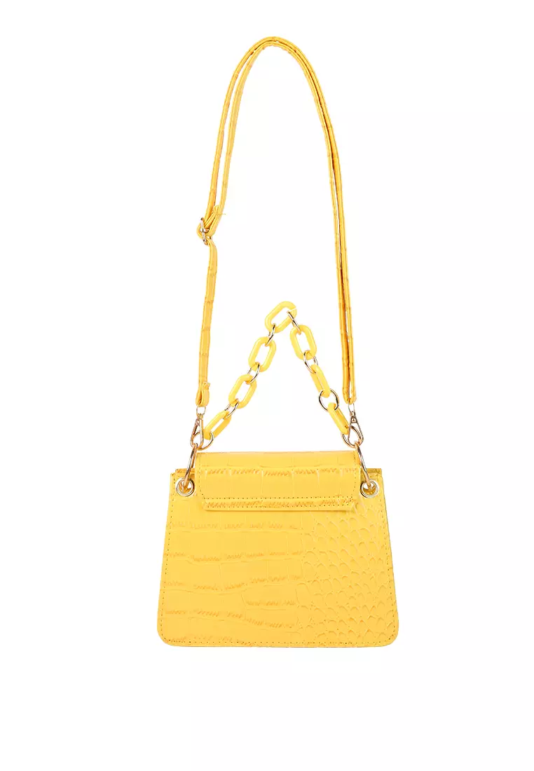Buy London Rag Mustard Croc Pattern Crossbody Sling Bag 2023 Online ...