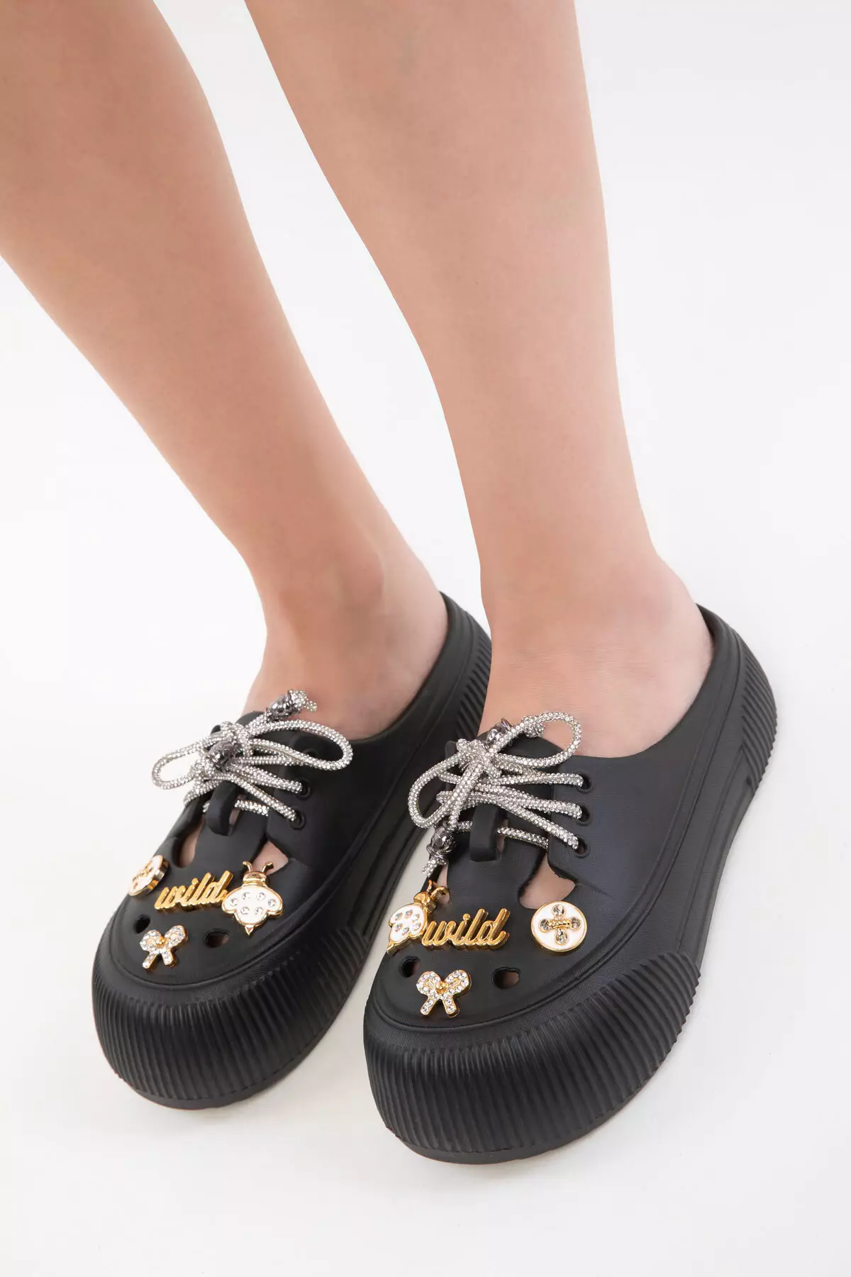 Black Women's Slippers 20406