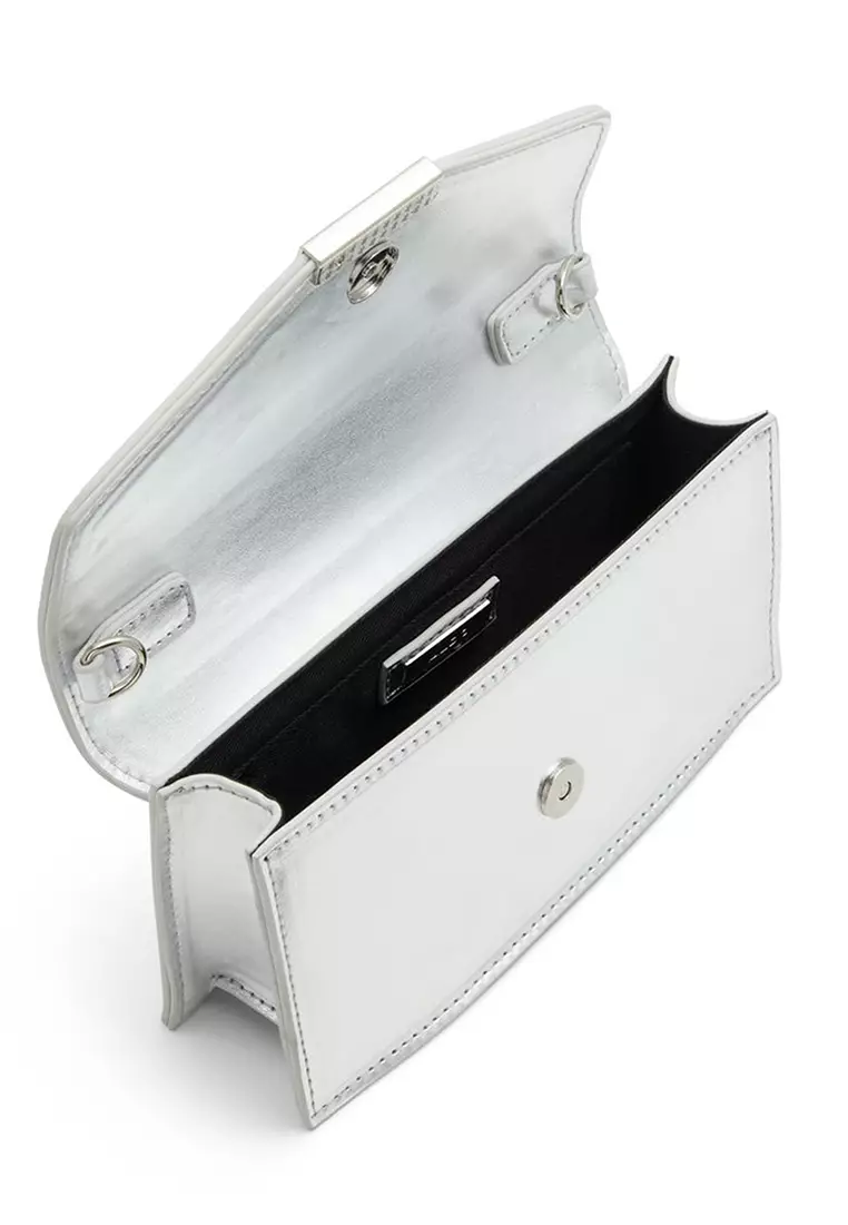 Aldo silver clutch bag top