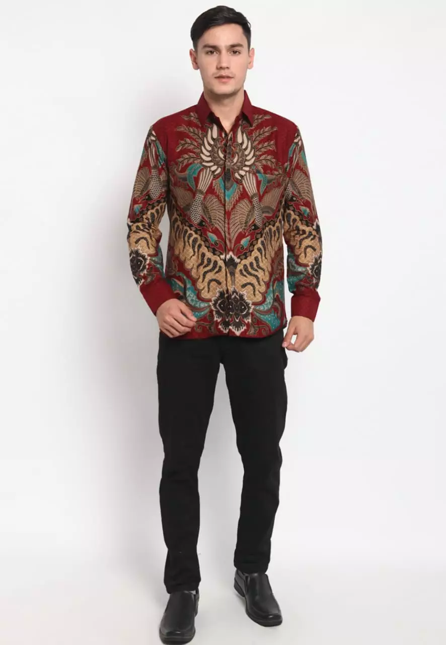 Mahesa Maron Kemeja Batik Premium Pria Slimfit Elegan Slimfit