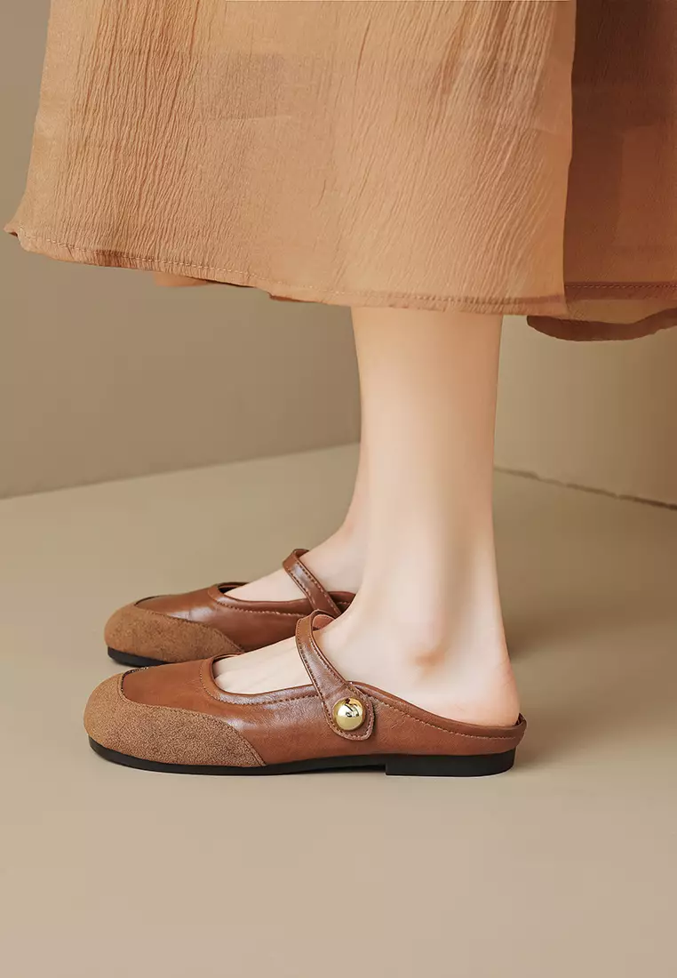 Vintage Buckle Strap Flat Mules WW993-3