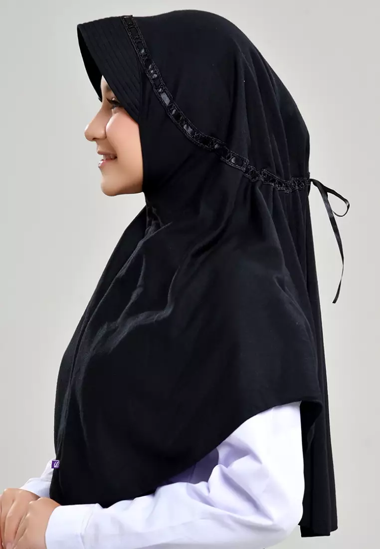 Rabbani - Kerudung Sekolah Instan Hemy XS - Black