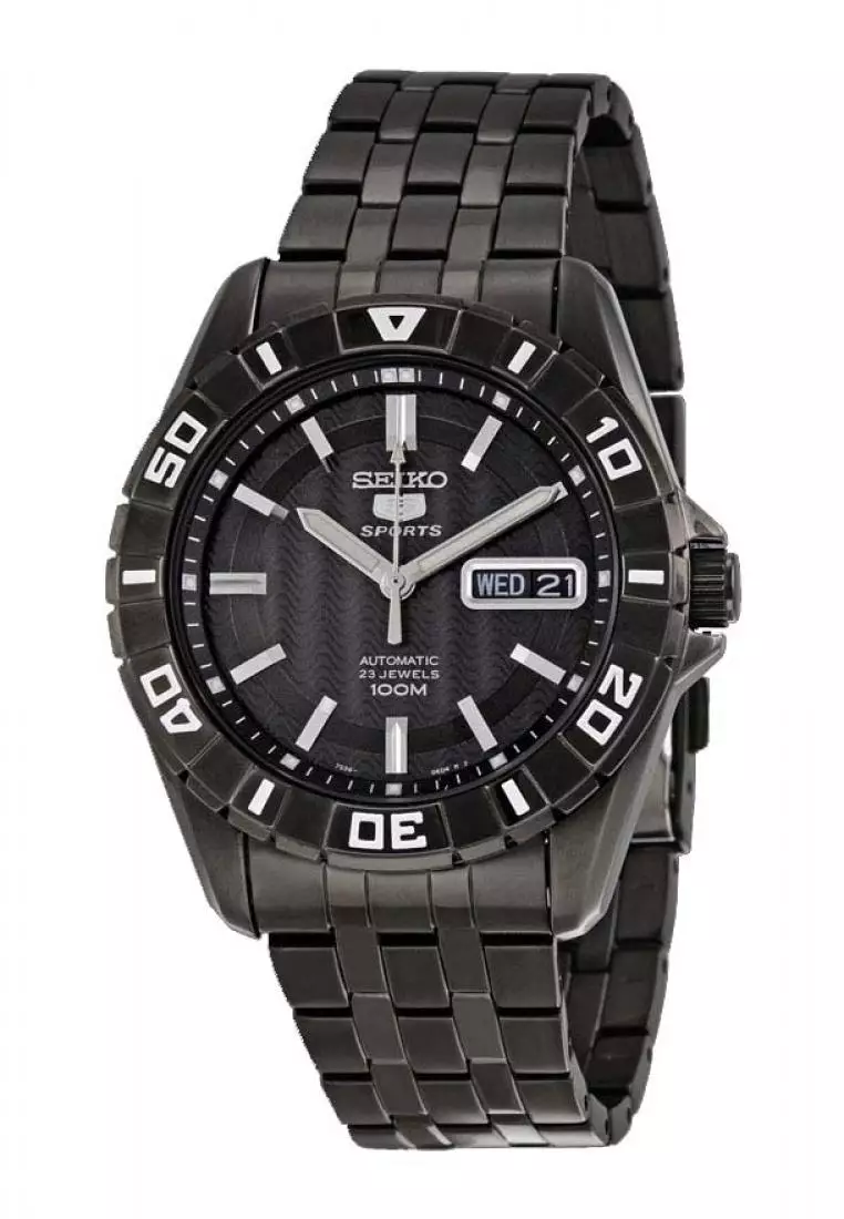 Jam Tangan Pria Seiko 5 Original Garansi Resmi Strap Stainless Steel Black SNZH77 SNZH77K1 Black