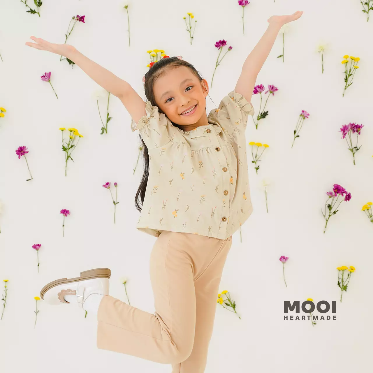 Mooi Atasan Anak Perempuan Daisy Top - Peach Blush