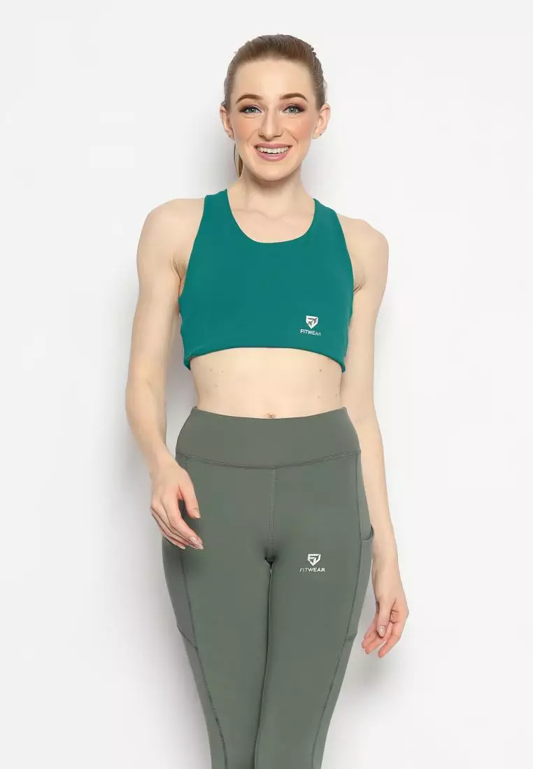 Fitwear - Sportbra Olahraga Wanita ANASTASIA [CROSS PLAIN] - GREEN TOSCA