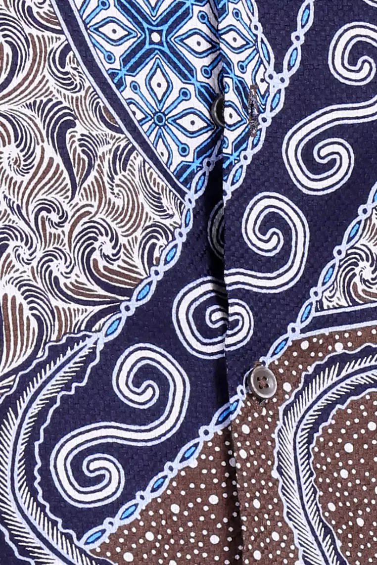 MANZONE - Kemeja Batik Lengan Pendek Pria Sayaka 5 Comfort Fit - Brown