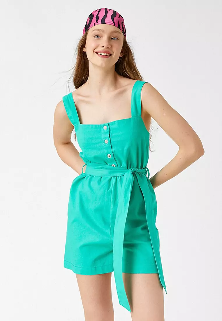 Koton Tuta Corta Maniche Corte Con Collo Tondo In Tessuto Spugna, Vestito Estivo Per Ragazze (Giallo, Taglia 5/6 Anni) - 3