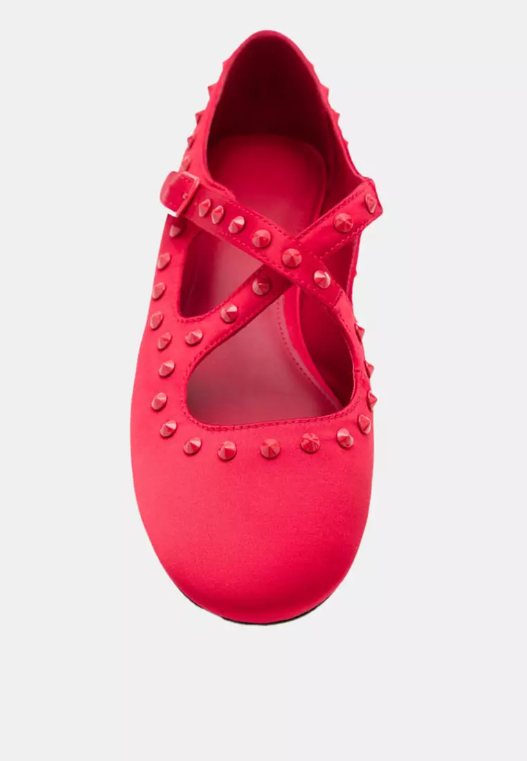 Satin Studded Flats