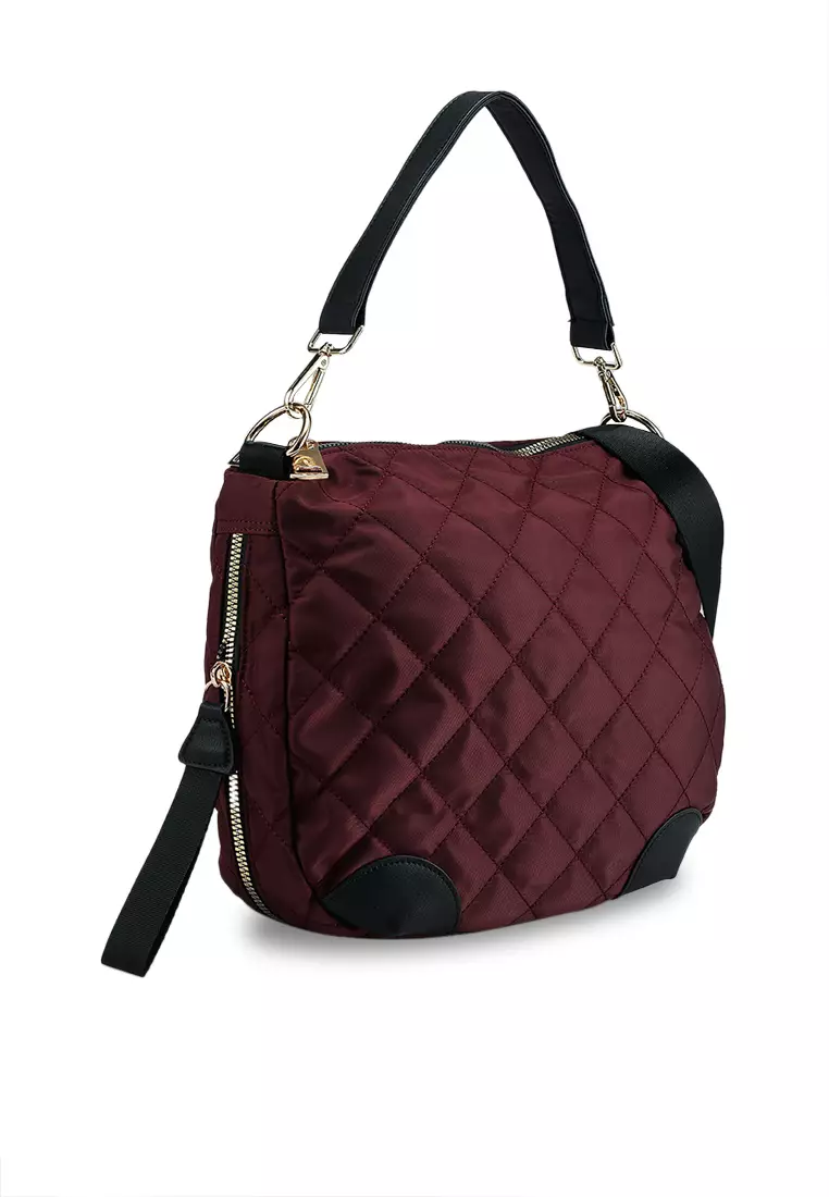 Quilted Nylon Convertible Shoulder Bag
