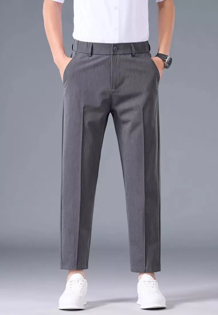 Men's Elasticated Waist Ankle Suit Pants