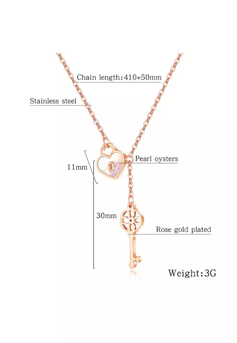 Flower pattern key & lock in Rose Gold Layered Steel Jewellery