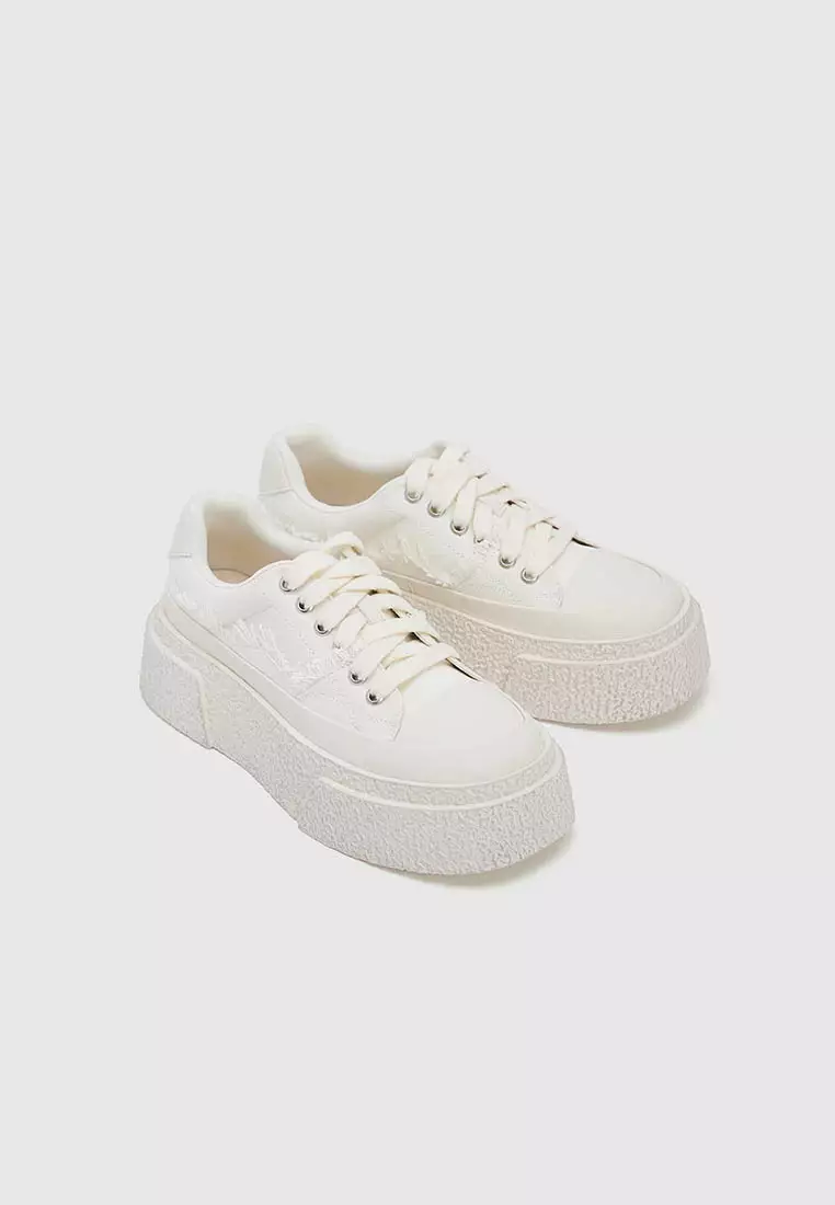 Raw Hem Round Toe Sneakers