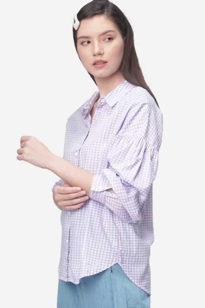Kemeja Wanita Arianna White Lilac