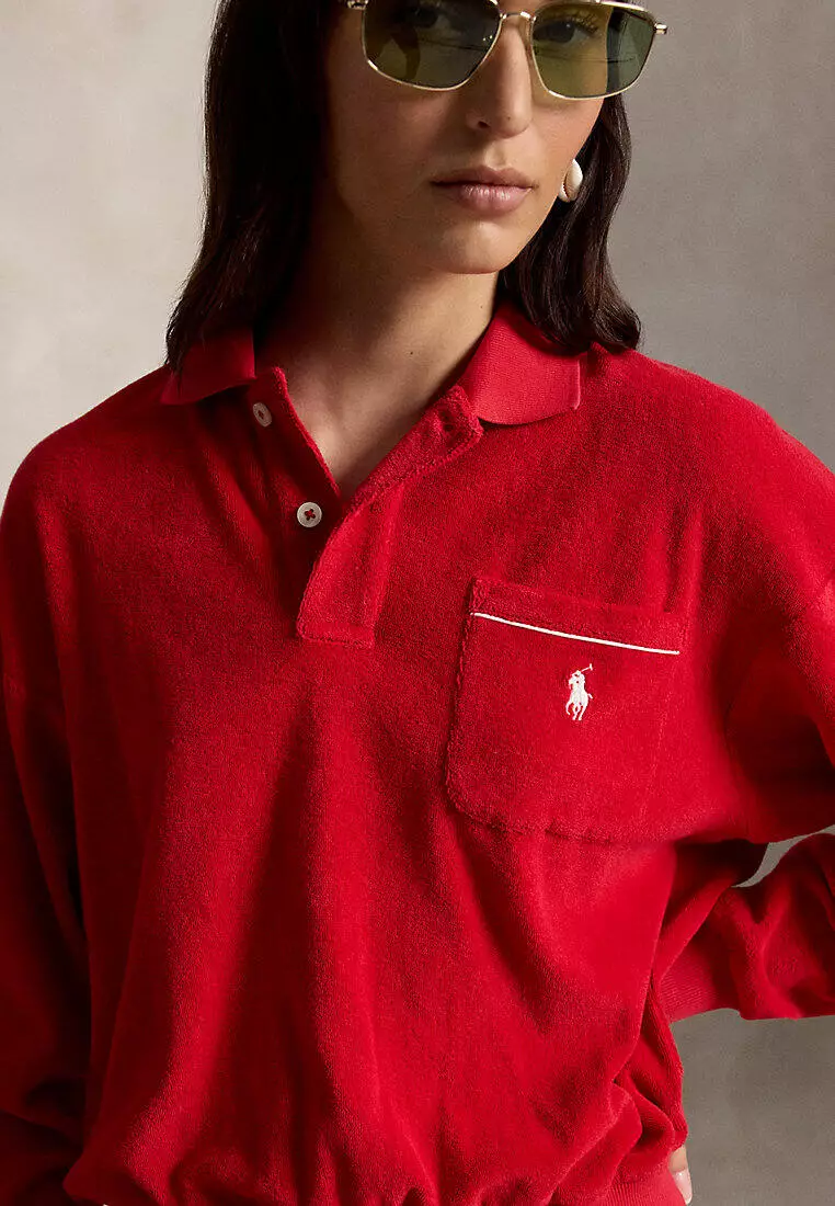 Terry Long-Sleeve Polo Shirt