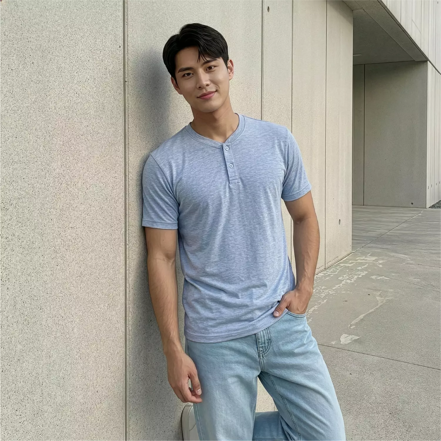 Kale Austin Blue / T-Shirt Kancing Polos Lengan Pendek / Unisex Casual