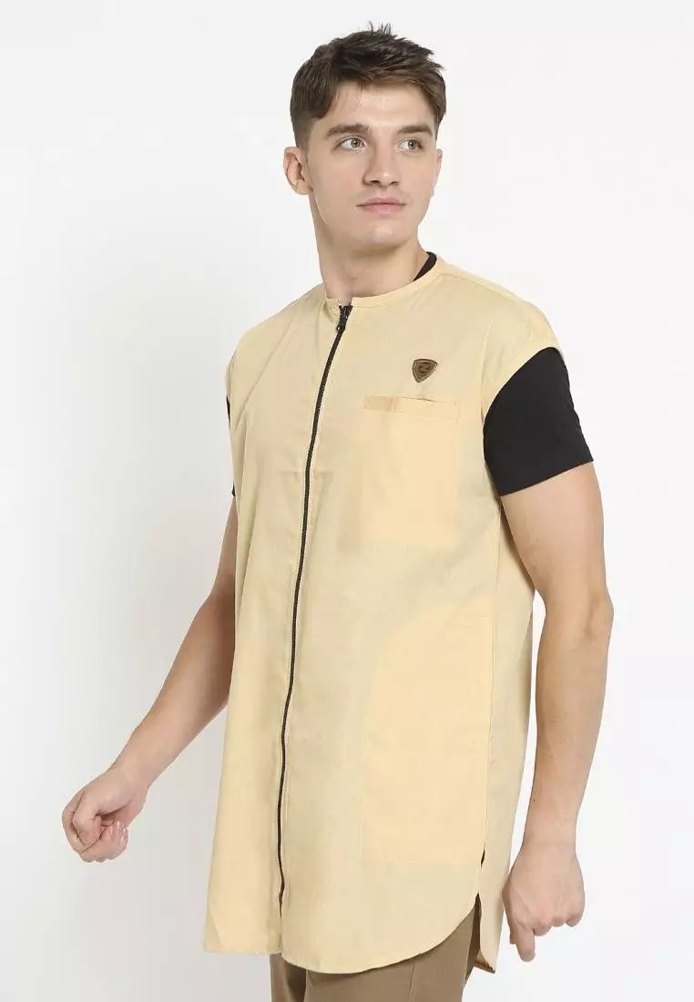 Zayidan Rompi Sholat Zipper Muslim Pria - Kuning Gading