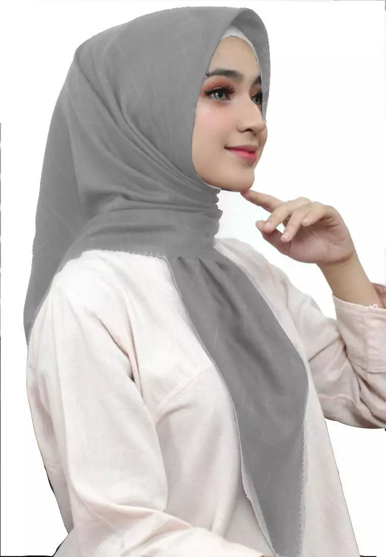 Fine Drizzle Voal Laser Cut Square Scarf Silver Grizz