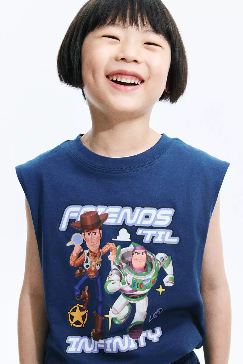 Printed cotton vest top