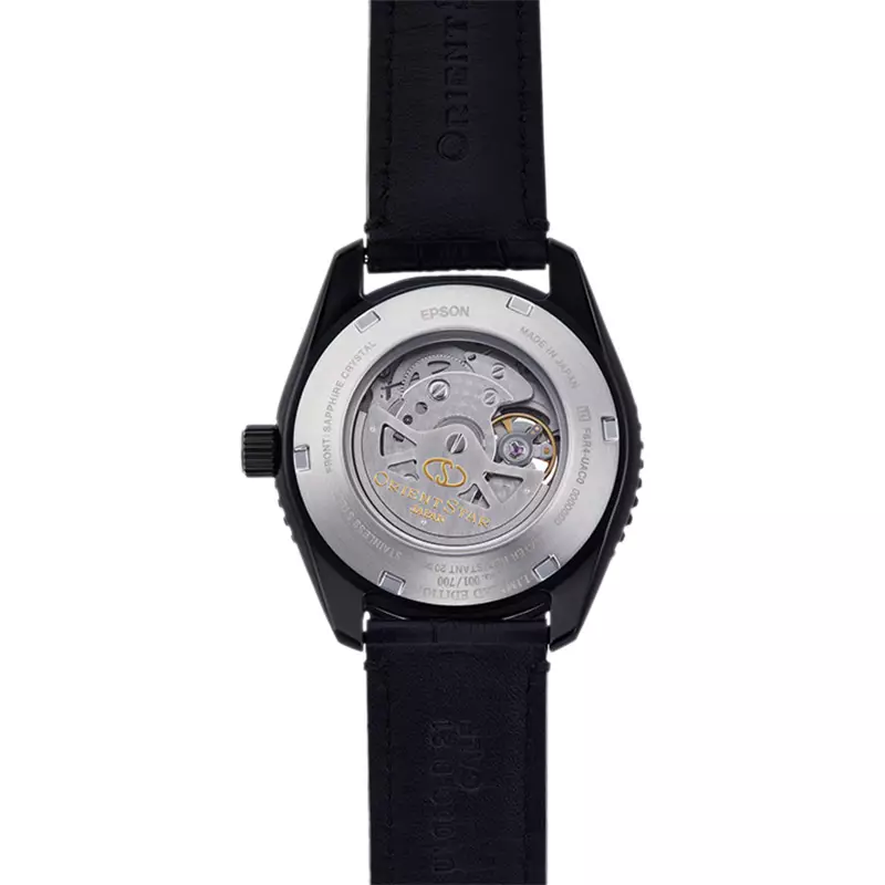 Jam Tangan Pria Orient Star RE-AT0105B Automatic Men Open Heart Black Dial Black Leather Strap