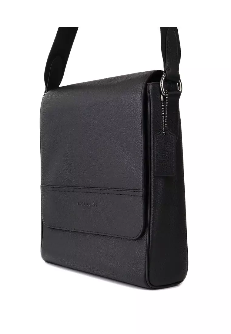 Mens Houston Map Messenger Bag - Black