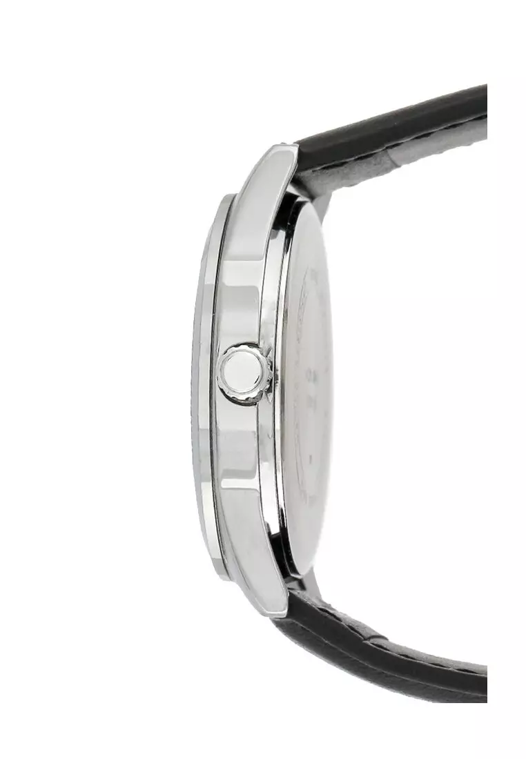 Casio Jam Tangan Pria - Black Silver - Leather Strap - MTP-VD02L-1EUDF