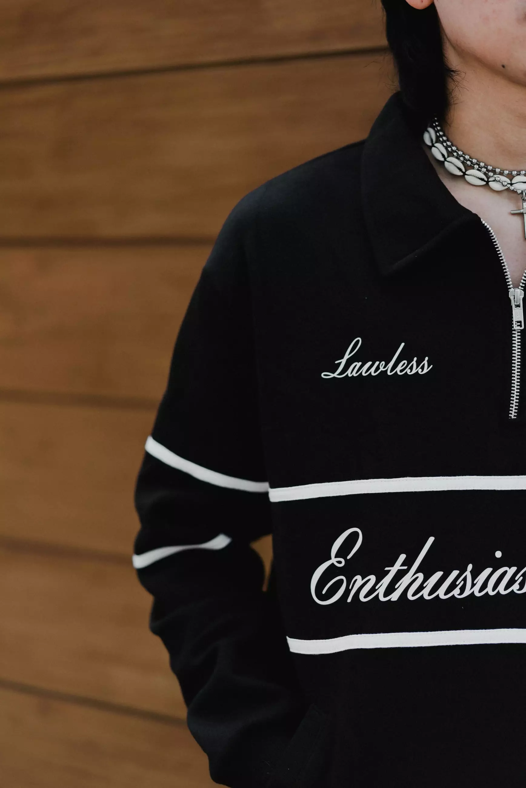 OOTDSUPPLY Halfzip Enthusiast Club Double Line Black | Sweatshirt Pria & Wanita HZDL001