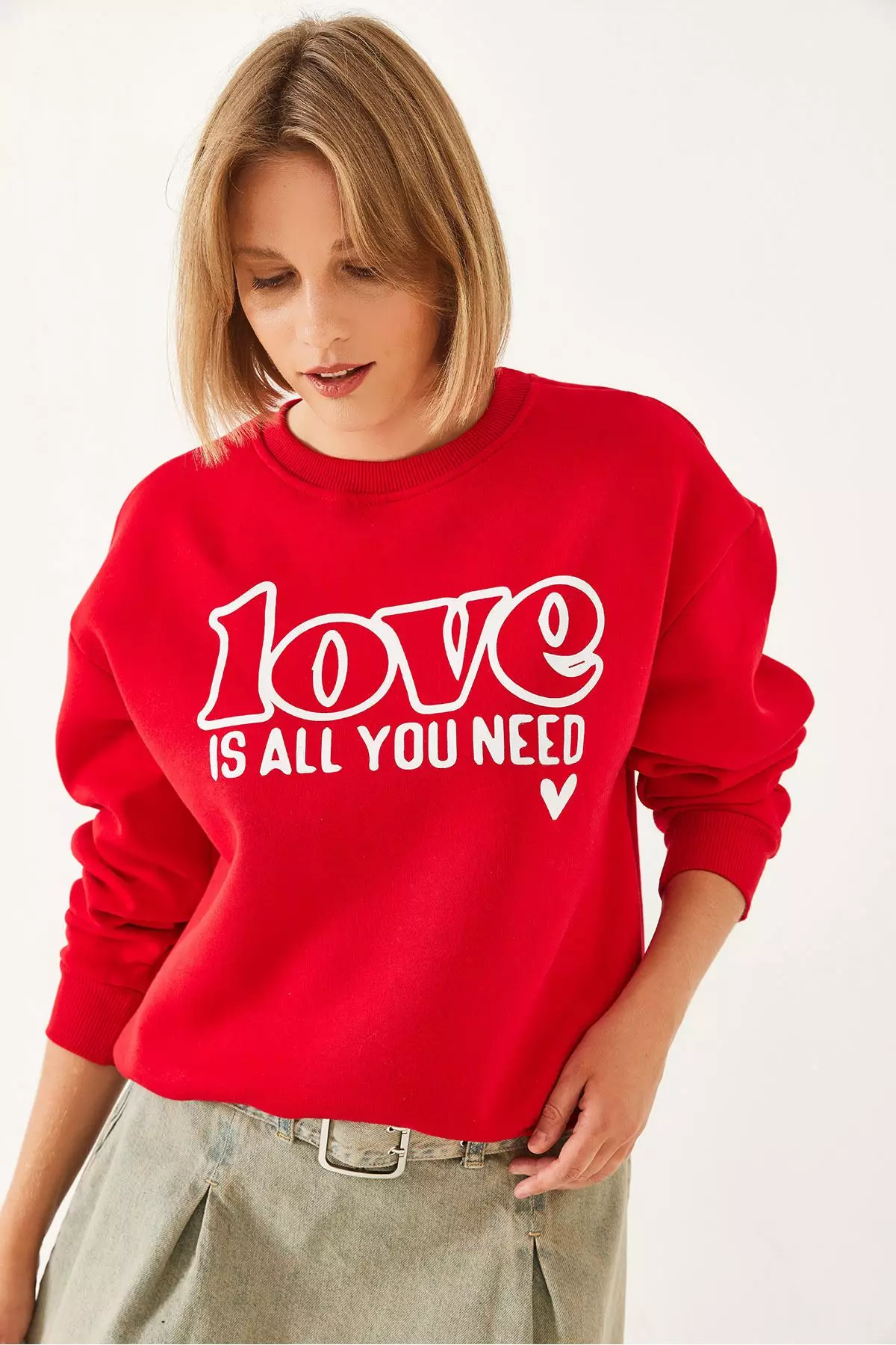 Women's Loose Cut Round Neck Sweatshirt Mbhs022 60601022