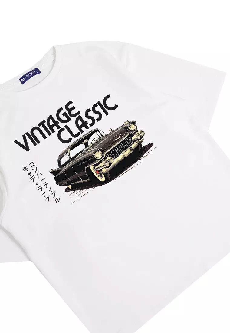 MTP88 kaos oversize retro vintage jadul bahan tebal scuba vintage classic cadillac putih