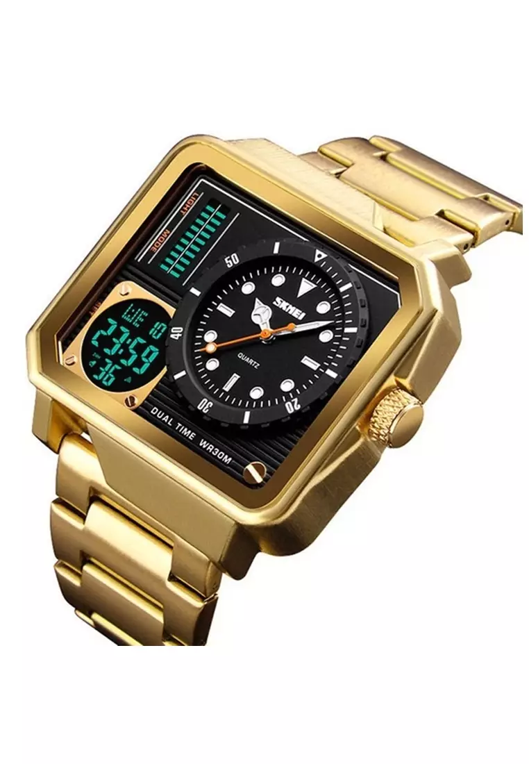 Vogue Jam Tangan Kasual Digital Analog Pria Waterproof Strap Tali Material Stainless Steel YT12 ORIGINAL