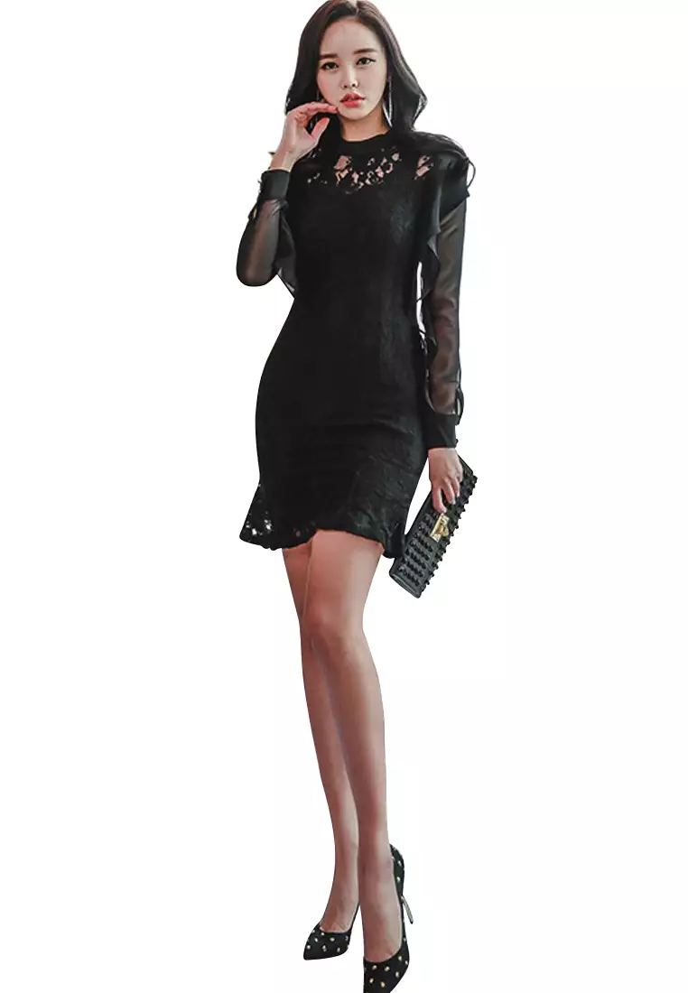Sunnydaysweety F/W Black Lace One Piece Dress UA101808 2025 | Buy ...